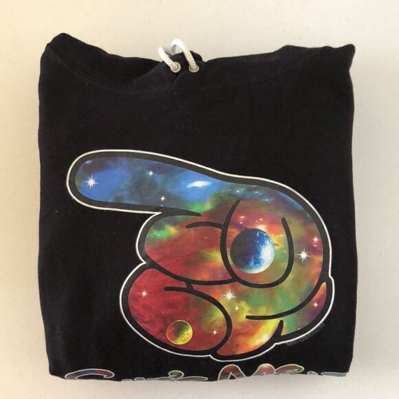 Nice Black One Size Thick Hoodie with Front Print - Picture 4 of 5